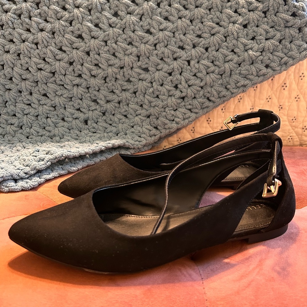 Black suede Kelly & Katie flats.